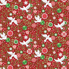 Peace on Earth Doves Garnet Cotton Fabric