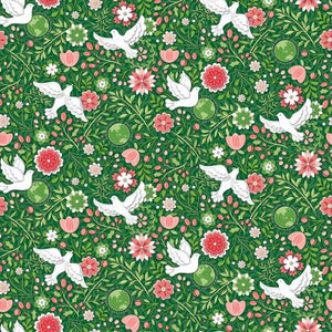 Peace on Earth Doves Forest Cotton Fabric