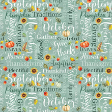 Give Thanks Thankful Words Sage Cotton Fabric