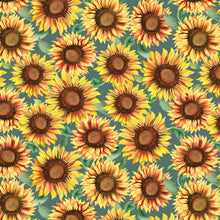 Give Thanks Sunflower Soiree Green Cotton Fabric