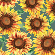 Give Thanks Sunflower Soiree Green Cotton Fabric
