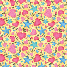 UpWords Hearts and Stars Yellow Cotton Fabric