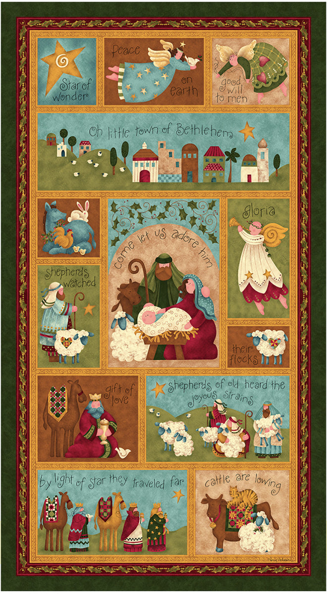 Star of Wonder Star of Light Nativity Cotton Fabric Panel Heavenly