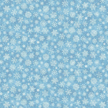 Silent Night Snowflakes Blue Cotton Fabric