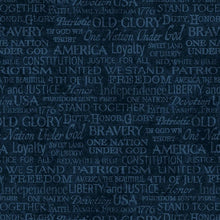Stars & Stripes 12 Navy Words Cotton Fabric
