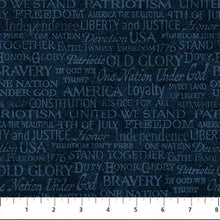 Stars & Stripes 12 Navy Words Cotton Fabric