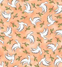 Rejoice Doves Salmon Cotton Fabric