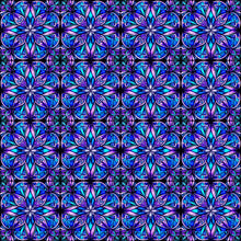 Radiant Reflections Stained Glass Allover Blue Cotton Fabric