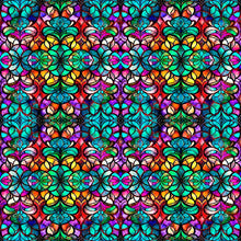 Radiant Reflections Stained Glass Window Teal WIDE Cotton Fabric - BARGAIN!