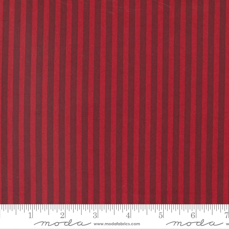 Jolly Good Tidings Stripes Cranberry Cotton Fabric Heavenly Fabric Shop