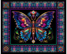 Night Flight Stained Glass Butterfly Panel Cotton Fabric