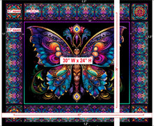 Night Flight Stained Glass Butterfly Panel Cotton Fabric