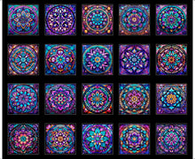 Night Flight Stained Glass Patches Block Panel Cotton Fabric