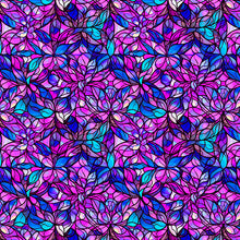Night Flight Stained Glass Window Magenta Cotton Fabric