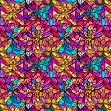 Night Flight Stained Glass Window Multi Cotton Fabric