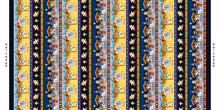 Away In A Manger Blue Nativity Stripe Cotton Fabric