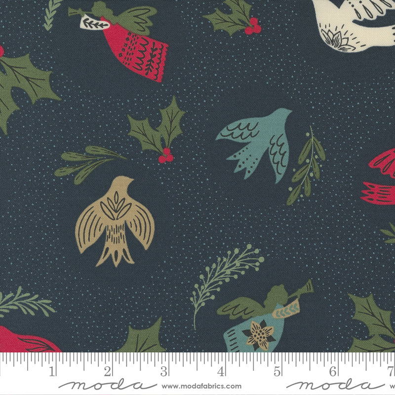Good News, Great Joy Midnight Doves & Angels Cotton Fabric Heavenly