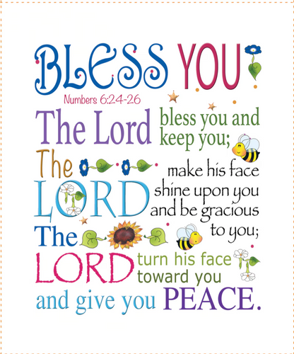Bless You Numbers 6:24-26 5x6 inch Mini Fabric Art Panel