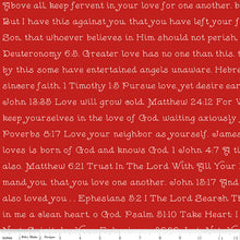 Take Heart Red Love Scripture Cotton Fabric