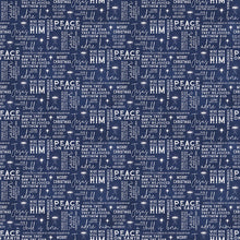 Come Let Us Adore Him Text Navy Cotton Fabric