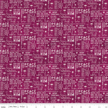 Come Let Us Adore Him Text Wine Cotton Fabric