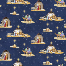 Come Let Us Adore Him Nativity Main Navy Cotton Fabric