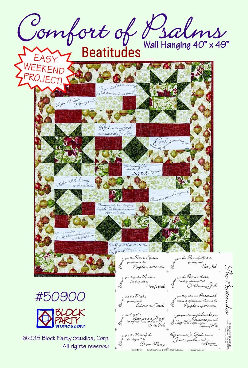 Comfort of Psalms BEATITUDES Quilt Pattern & Fabric Panel Kit