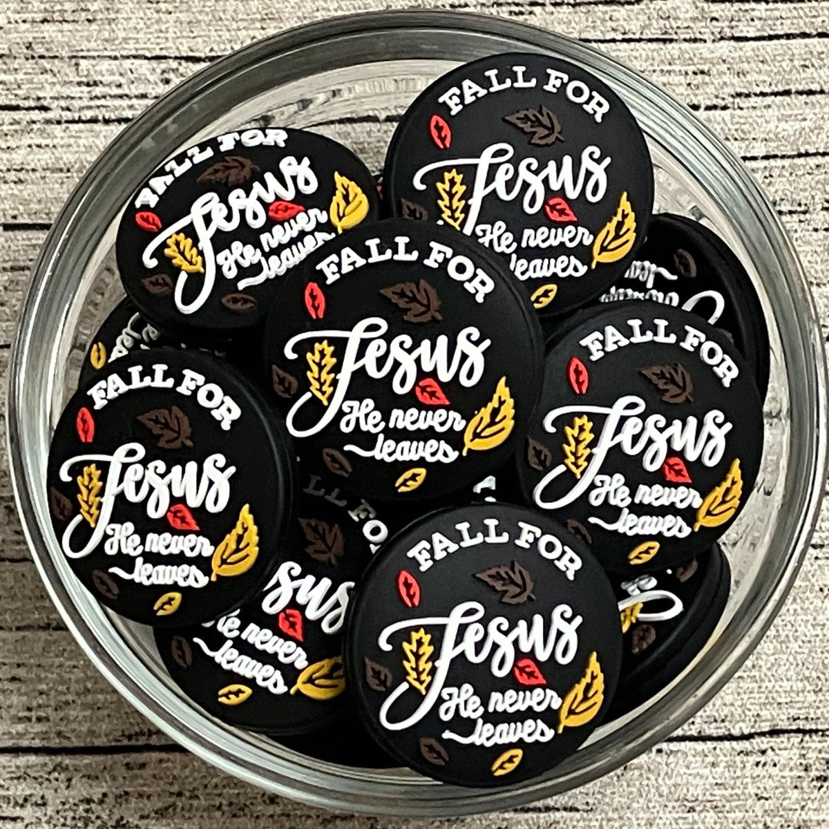 Fall For Jesus Circle Silicone Focal Bead Heavenly Fabric Shop