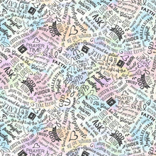 Pastel Faith Words Cotton Fabric