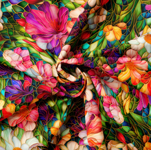 Gigi In The Garden Stained Glass Flower Garden Cotton Fabric