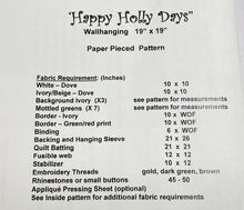 Happy Holly Days Wall Hanging Quilt Pattern