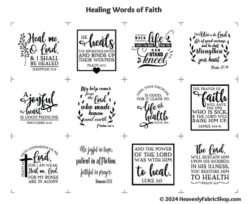 NEW Healing Words of Faith Charm Square Fabric Panel