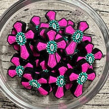 Hot Pink Cross Silicone Focal Bead