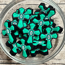 Jade Green Cross Silicone Focal Bead