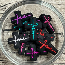 Jesus Black Cross Silicone Focal Bead