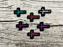 Jesus Black Cross Silicone Focal Bead