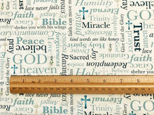 Love Never Fails Ivory Religious Words Cotton Fabric