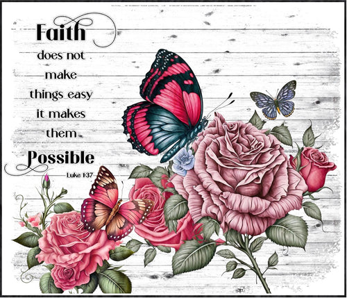 Butterfly Faith Makes Things Possible Cotton Fat Quarter Panel