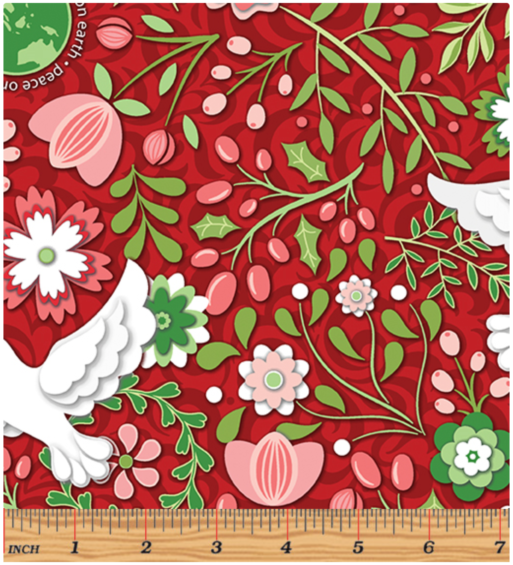 Peace on Earth Doves Cotton Fabric Heavenly Fabric Shop
