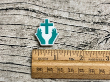 Hands of Prayer Turquoise Silicone Focal Bead