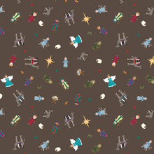 Silent Night Nativity Story Characters Earth Sparkle Cotton Fabric