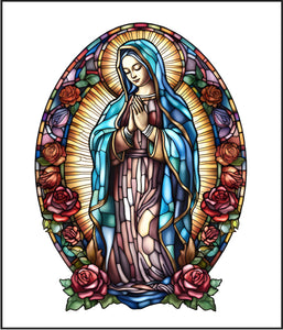 Virgin Mary Stained Glass Cotton Fat Quarter Panel