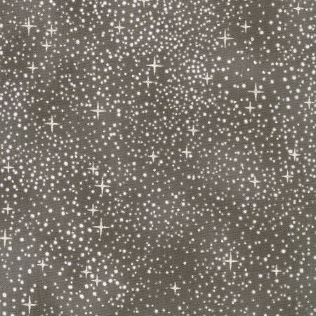 Snowy Brook Fog Stars Metallic Cotton Fabric