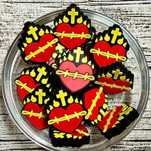Sacred Heart Cross Silicone Focal Bead