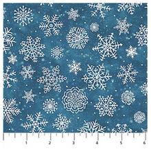 Silent Night Snowflakes Dark Blue Cotton Fabric