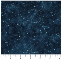 Silent Night Snowy Texture Dark Blue Cotton Fabric