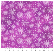 Angels on High Snowflakes Fuchsia Cotton Fabric