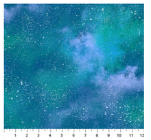 Angels on High Night Sky Teal Cotton Fabric