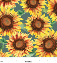 Give Thanks Sunflower Soiree Green Cotton Fabric