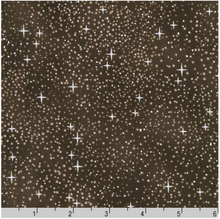 Snowy Brook Taupe Stars Metallic Cotton Fabric